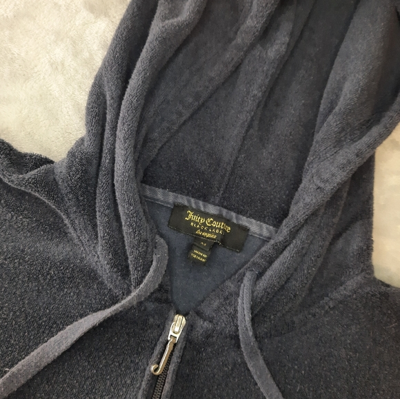 Juicy Couture Navy Blue Velour Hoodie Jacket Medium - Picture 7 of 12